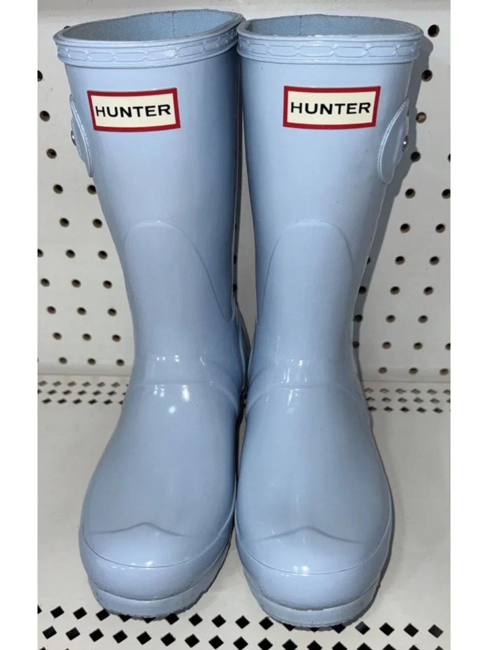 Hunter Original Short Gloss Womens Rubber Rain Boots Size 6 Pale Blue